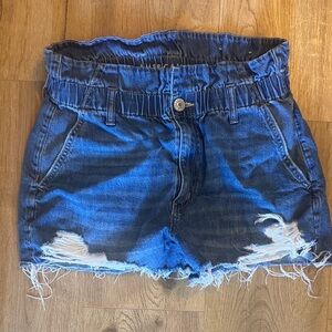 American Eagle Outfitters Dark Blue Distressed Jean Shorts